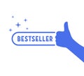 blue bestseller icon with thumb up Royalty Free Stock Photo