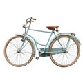 A blue bicycle with a brown seat and a white frame Royalty Free Stock Photo