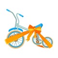 Blue bicycle in decorative wrapping ribbon with bow vector