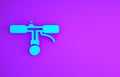 Blue Bicycle handlebar icon isolated on purple background. Minimalism concept. 3d illustration 3D render Royalty Free Stock Photo