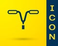 Blue Bicycle handlebar icon isolated on yellow background. Vector Royalty Free Stock Photo