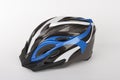 Blue bicycle helmet, protection of head injury on cycling, studio photo, isolated on background Royalty Free Stock Photo