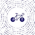 Blue Bicycle icon isolated on white background. Bike race. Extreme sport. Sport equipment. Abstract circle random dots Royalty Free Stock Photo