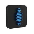 Blue Bicycle suspension icon isolated on transparent background. Black square button.