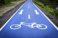 Blue bicycle symbol lane