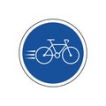 Blue bicycle way traffic sign isolated on white background Royalty Free Stock Photo