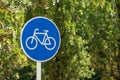 Bicycles Only Road Sign on Green Background Royalty Free Stock Photo