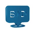 Blue Bid icon isolated on transparent background. Auction bidding. Sale and buyers.