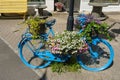 Blue bike with flowers in Flekkefjord, Norway