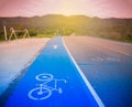 Blue bike lane asphalt texture Royalty Free Stock Photo