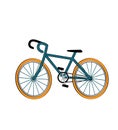 Blue bike with orange wheels