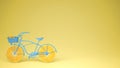 Blue bike with sliced orange wheels, healthy lifestyle concept with yellow pastel background copy Royalty Free Stock Photo