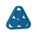 Blue Billiard balls in a rack triangle icon isolated on transparent background.