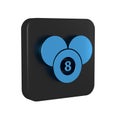 Blue Billiard pool snooker 8 ball icon isolated on transparent background. Billiard eight ball. Black square button.