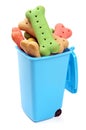 Blue bin full of dog treats