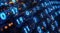 Blue Binary Code Abstract Background with Glowing Digital Numbers and Data Representation Royalty Free Stock Photo