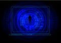 Blue binary code casual man background. Technology computing and cyberspace concept. Royalty Free Stock Photo