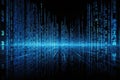 Blue binary code on a dark background. 3d rendering toned image, Digital binary code and AI algorithms running in the background, Royalty Free Stock Photo