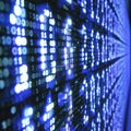 Blue Binary Code Data Flow. Digital Technology, Programming, and Cybersecurity Concept. Royalty Free Stock Photo