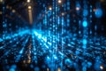 Blue binary code falling on a dark background, high quality, high resolution Royalty Free Stock Photo