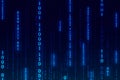Blue binary code flowing vertically on dark background for digital technology concept Royalty Free Stock Photo