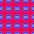 Blue Binary code icon isolated seamless pattern on red background. Vector Royalty Free Stock Photo