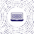 Blue Binary code icon isolated on white background. Abstract circle random dots. Vector Royalty Free Stock Photo
