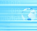Blue binary data over planet Royalty Free Stock Photo