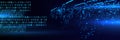 Blue Binary Data Software Programming Code Background. Random Parts of Program Code. Digital Data Technology Concept. Royalty Free Stock Photo