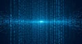 Blue binary digital background, glowing blue matrix of binary code Royalty Free Stock Photo