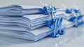 The blue binder clips papers.AI generated image Royalty Free Stock Photo