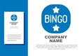 Blue Bingo icon isolated on white background. Lottery tickets for american bingo game. Logo design template element