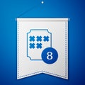 Blue Bingo or lottery ball on bingo card with lucky numbers icon isolated on blue background. White pennant template Royalty Free Stock Photo