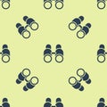 Blue Binoculars icon isolated seamless pattern on yellow background. Find software sign. Spy equipment symbol. Vector Royalty Free Stock Photo