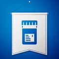 Blue Biologically active additives icon isolated on blue background. White pennant template. Vector