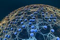 Blue biology grid with connect constrains, 3d rendering Royalty Free Stock Photo