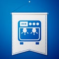 Blue Biosafety box icon isolated on blue background. White pennant template. Vector Royalty Free Stock Photo