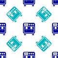 Blue Biosafety box icon isolated seamless pattern on white background. Vector Royalty Free Stock Photo