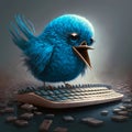 Blue bird angry with negative tweets. Generative AI