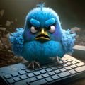 Blue bird angry with negative tweets. Generative AI