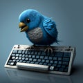 Blue bird angry with negative tweets. Generative AI Royalty Free Stock Photo