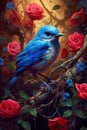 Blue bird on a branch