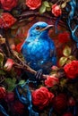 Blue bird on a branch