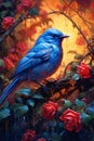 Blue bird on a branch