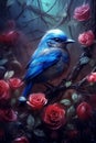 Blue bird on a branch