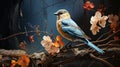 Blue Bird On Branch: Zbrush Style Realistic Landscape Painting