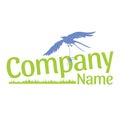 Blue bird green grass logo for company