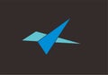 Blue bird-like icon design for logo