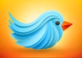 Blue bird logo on orange background Vector illustration Isolated Royalty Free Stock Photo