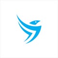 Blue Bird Logo Vector IIlustration with Golden Ratio